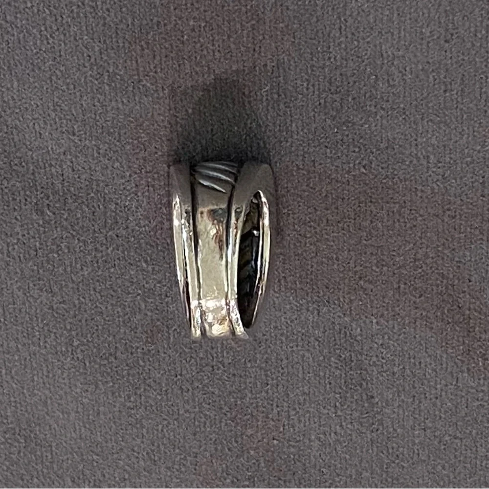 David Yurman Sterling Silver Ice Cigar Band with Diamonds Size 7